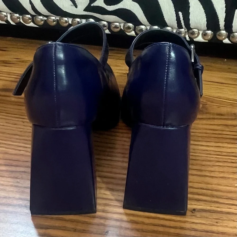 Dream Pairs Navy Blue Square Toe Chunky Heel‎ Mary Jane Platform Shoes Size 9